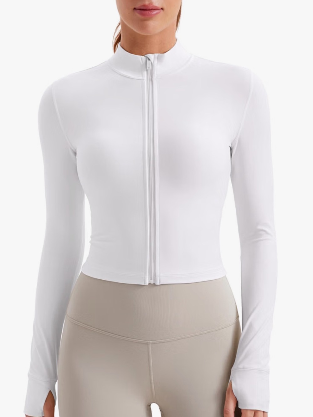 CRZ YOGA Jacket Womens Medium White Butterluxe Cropped Zip Mockneck